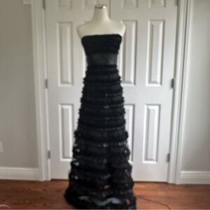 NWOT BCBGMaxAzria Black Cocktail Strapless Corset New Year’s Mesh Gown Size 4